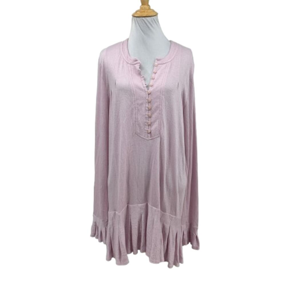 Free People Tunic Dress Women M Medium Dusty Lavender Your Girl Flounce Hem